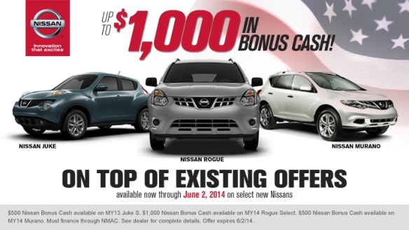 Nissan Bonus Cash May